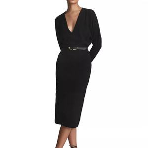 Nouvelle Robe Courte Sexy Américaine Personnalisée à Col en V et Manches Longues Froncées pour Femme avec Ceinture – Idéale pour Soirées et Anniversaires - Product Image 3