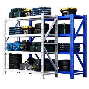 Étagères d'entrepôt en acier multi-niveaux réglables à assemblage rapide, rayonnages de stockage pour entrepôt et dépôt, rayonnages de marchandises robustes - Product Image 1