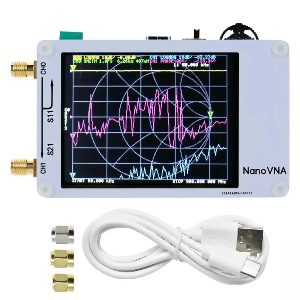 NanoVNAベクトルネットワークアナライザーHFVHFUHFアンテナアナライザー定在波周波数範囲50KHz-900MHz2.8インチタッチスクリーン