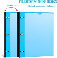 Lot de 4 classeurs télescopiques à 3 anneaux de 1 pouce, pochettes transparentes flexibles pour organiser les documents