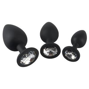 Tapones Anales <span class=keywords><strong>de</strong></span> Silicona <span class=keywords><strong>de</strong></span> Color Negro con Joyas, Juguetes <span class=keywords><strong>de</strong></span> Entrenamiento Anal, Juegos Sexuales, Masajeador Personal para Mujeres, Hombres, Parejas y Amantes - Product Image 1