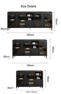 Home Furniture <strong>Black</strong> Wooden Living Room <strong>Sideboard</strong> Modern Pull Out Organizer Kitchen <strong>Cabinets</strong> With Drawers - Product Image 6