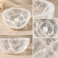 Bol en cristal blanc rond, plat décoratif en forme de gemme pour bagues, bibelots, décoration intérieure et présentation sur étagère