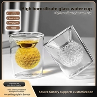 Verre à whisky à double paroi sans plomb, forme irrégulière, en verre borosilicate haute résistance, 50 ml, résistant à la chaleur, passe au lave-vaisselle
