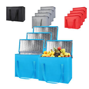 Fermeture à glissière pliable robuste se tient debout idéal pour le refroidisseur d'épicerie isolé <span class=keywords><strong>livraison</strong></span> de nourriture sacs à provisions réutilisables pliables - Product Image 3