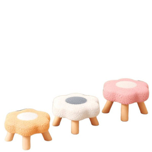 Flower Shape Upholstered <b>Stool</b> Solid Wood Legs For Living Room Home Children Adults Footstool - Product Image 5