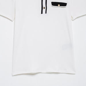 เสื้อสเวตเตอร์ถักลายปะติดปะต่อแฟชั่นใหม่ประจำฤดูร้อนปี 2025 ของ PB&ZA สำหรับผู้หญิง เสื้อโปโลแขนสั้นสไตล์วินเทจ เสื้อคลุมผู้หญิงสุดชิค - Product Image 5