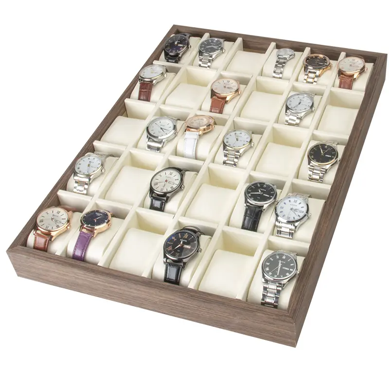 팔찌 시계 디스플레이 홀더 나무 베개 디스플레이 30 슬롯 주최자 상자 보관 케이스 서랍 용 보석 시계 트레이