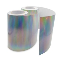 Rouleau de film vinyle holographique, feuille PET irisée arc-en-ciel, finition brillante, matériau autocollant destructible uni