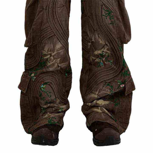 DiZNEW Vintage Streetwear Cargo Pants <strong>Mens</strong> Wide Leg Embroidered <strong>Patchwork</strong> Designer Customizable Fashion Hip Hop <strong>Trousers</strong> - Product Image 3
