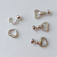 Haute qualité 925 argent 18K plaqué or 21x13mm en forme de coeur métal cordon extrémités collier fermoir en gros bijoux résultats cuivre