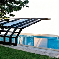 Maßgefertigte Einziehbare Aluminium-Poolüberdachung Wasserdichte Polycarbonat-Schwimmbadabdeckung Außen-Wintergarten für Villa und Hinterhof
