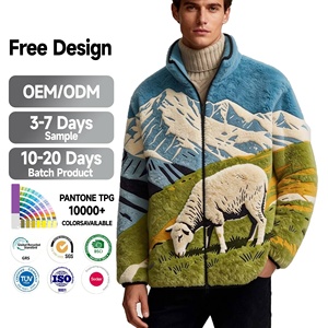 Giacca Invernale da Uomo in Pile Polare Camouflage Personalizzato con Collo Alto, Pesante e Calda, Stile Streetwear Jacquard Sherpa - Product Image 1
