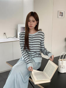 WK38 OEM/ODM <span class=keywords><strong>Cardigan</strong></span> Classique en Laine Tricotée Respirante pour <span class=keywords><strong>Femme</strong></span>, Col en V Ajoure, Manches Longues, Veste Printemps - Product Image 4