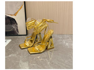 2023 Retail Wholesale New Summer Fashion <strong>Lace</strong>-<strong>up</strong> Design Footwear High <strong>Heels</strong> Sandales Talons Hauts Ladies Shoes for Women - Product Image 6