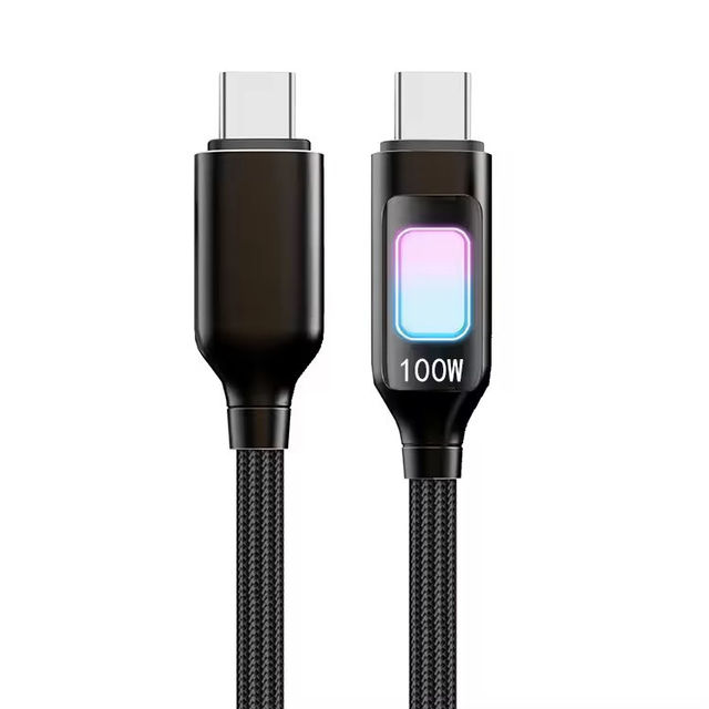USB-C 3-in-1 Fast Charging Nylon Braided LED Display PD 100W Cable for iPhone 16/15 Pro Max for for Laptop & Computer