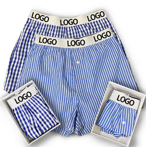 Calzoncillos Boxer para Hombre CELINNE, de Algodón a Rayas, Transpirables, de Cintura Media, con Logotipo en la Cintura - Product Image 3