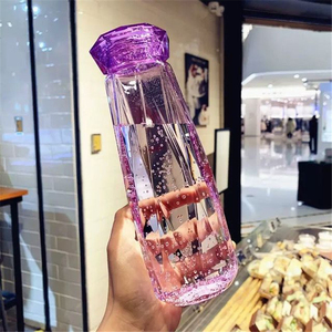 Botella de <span class=keywords><strong>agua</strong></span> de <span class=keywords><strong>cristal</strong></span> para viaje, tetera deportiva para acampar, senderismo, regalo de diamantes - Product Image 4