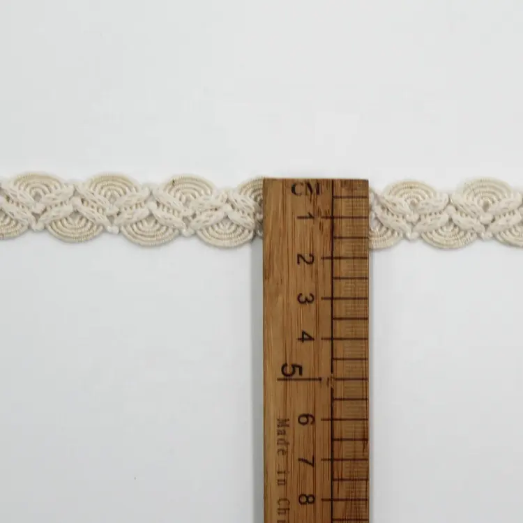 Customize 10mm 15mm 20mm cotton crochet ribbon decorative braid gimp trims for garment bags decoration