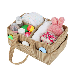 Pañal de tela de pana caqui, organizador de guardería, bolsa de pañales <span class=keywords><strong>para</strong></span> bebé, cesta <span class=keywords><strong>para</strong></span> regalo de bebé recién nacido - Product Image 5
