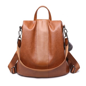 Wholesale Women Anti Theft New Design Sports <b>Backpacks</b> Brown Student Pu Leather <b>Backpack</b> With Shoulder Strap - Product Image 1