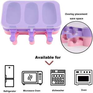 Moldes de Silicona para Paletas Heladas, Moldes Creativos de Dibujos Animados para Hacer Paletas Caseras con Tapa, 3 Cavidades - Product Image 5