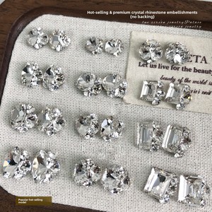 Strass en cristal prêts à l'emploi pour nail art, sans base, vente en gros, de haute qualité, en forme d'œuf de pigeon à angle droit, clous à ongles portables - Product Image 1