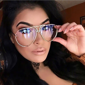 Hot Sale New Arrival Mode Frauen Designer Sonnenbrille Kunden spezifisches Logo Männer <span class=keywords><strong>Pilot</strong></span> Übergroße einzigartige stilvolle Luftfahrt Sonnenbrille - Product Image 1