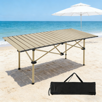 Table pliante en acier au carbone de petite taille, portable pour le camping, table roulante en métal pour l'extérieur