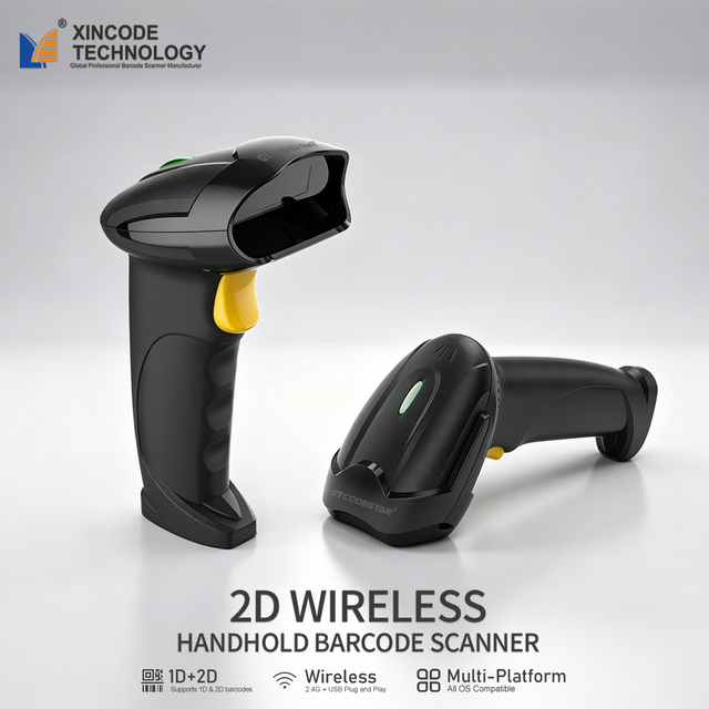 Xincode Handheld Wireless 2D Barcode Scanner USB Industrial Barcode Reader 2.4G QR Code Scannig 1D Warehouse Barcode Scanners