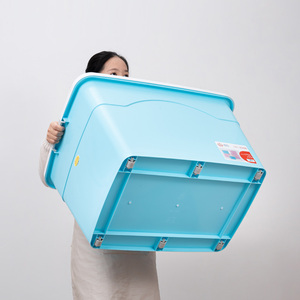 Plastic <b>Storage</b> Box With Lid Wheels <b>Stackable</b> Dustproof Organizer <b>Container</b> Odor-Free Large Capacity <b>Storage</b> Bin For Clothes Toy - Product Image 5