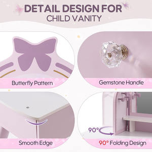 Ensemble de coiffeuse pour enfants violet <span class=keywords><strong>bureau</strong></span> de maquillage avec chaise miroir et tiroirs de rangement coiffeuse pour petite fille pour chambre d'enfants - Product Image 4