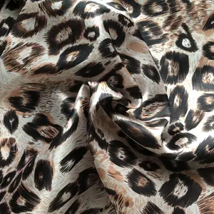 100% Polyester Woven Custom Leopard Dot Printed Satin Fabric for Garment