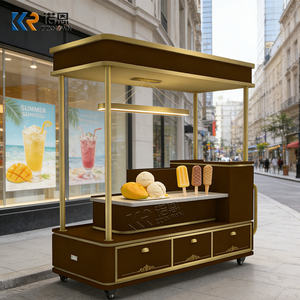 Elegante Carrito Móvil <span class=keywords><strong>para</strong></span> Postres en Color Marrón y Dorado, Estilo Clásico Moderno <span class=keywords><strong>de</strong></span> Lujo, <span class=keywords><strong>para</strong></span> Eventos y Alquileres - Product Image 3