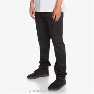 Pantalones rectos de algodón apilados de color sólido personalizados a la moda al por mayor de fábrica, pantalones negros informales de algodón para hombre - Product Image 3
