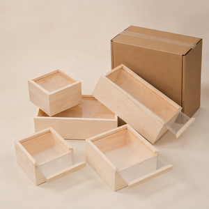 Scatola in Legno Vuota di Lusso Personalizzabile con Logo, Grande, Non Finita, con Coperchio Scorrevole in <span class=keywords><strong>Vetro</strong></span> e Parte Superiore <span class=keywords><strong>Trasparente</strong></span> in Acrilico - Product Image 6