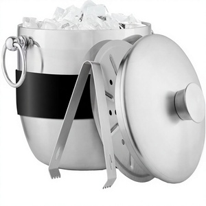 UIWS 201 Stainless Steel Ice <b>Bucket</b> Handle Portable 3L Wine Cooler Contemporary Design Double Tier Wine for Gift Idea <b>Lid</b> - Product Image 3
