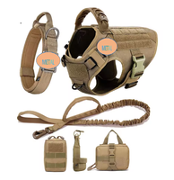Ensemble harnais et laisse pour chien robuste avec boucle métallique réglable pour l'entraînement en extérieur, le travail, le service, le harnais tactique pour chien en nylon