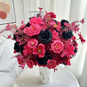 Romantic Pink Black <b>Rose</b> Red Mixed Artificial Flower Ball Handmade Arrangement Centerpiece For Wedding Valentine'S Day - Product Image 2