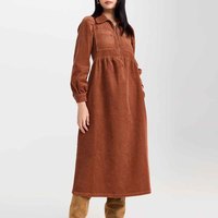 Robe en velours côtelé personnalisée, décontractée, mi-longue, unie, à col rabattu, zippée, à manches longues, pour printemps, automne et hiver