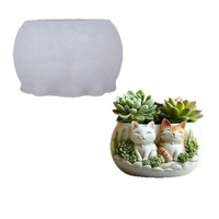 Dumo chat Bougie Moule en silicone pour la fabrication de pots de fleurs en ciment Moule pour plantes succulentes Moule pour plâtre Résine Moule pour béton