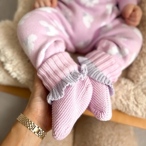 Nuovi Scarpine per Neonata 2026 in Morbido Cotone Organico con Bordo Arricciato, Calzature per Neonati - Product Image 4