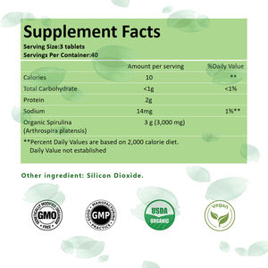 הספירולינה 1000 ג 'ירוולינה מוסמכת עשיר בויטמינים א <span class=keywords><strong>B</strong></span>-12, אשר מסייע להגביר את החסינות ולקדם את בריאות העיכול. - Product Image 2