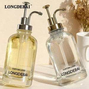 Empty <b>Liquid</b> Soap <b>Coffee</b> Syrup Dispenser 500ml Clear Glass Syrup Bottle Lotion Bottle Soap Dispenser with Stainless Steel Pump - Product Image 5