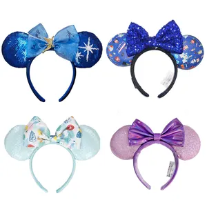June Peter Pan Mouse Ear Headband Ears Hair Band Sequin Tinker Bell Cosplay Adult/Kids Accessories Gifts