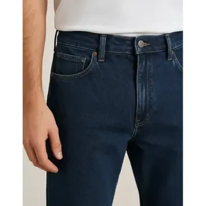 Jeans da Uomo Adrenaline a Gamba Dritta Blu Scuro in Denim Elasticizzato Vita Media 5 Tasche Traspiranti - Product Image 6