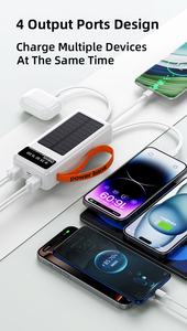 Banco de Energía Solar 2k5k con <span class=keywords><strong>4</strong></span> Cables de Carga Integrados, Lámpara LED para Camping, Cable Multifuncional, Batería Portátil Delgada, Carga Rápida PD de 22.5W - Product Image 5