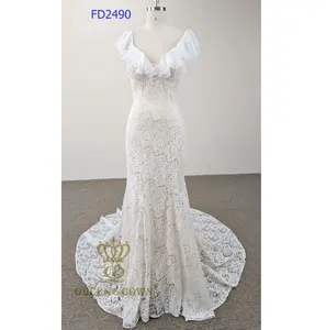 QUEENS GOWN FD2490 Braut Boho Hochzeits kleider rücken freies Ballkleid Meerjungfrau Vintage Verlobung Abschluss ball