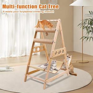 Árbol para Gatos con Escalera, Hamaca, Poste Rascador, Red para Trepar y Bola de Sisal Colgante, Escaleras para Gatos con Capacidad para Varias Mascotas - Product Image 4
