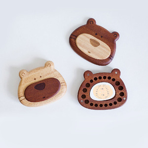 2022 New Style Bear Tooth Box newborn baby deciduous teeth commemorative box Solid wood box